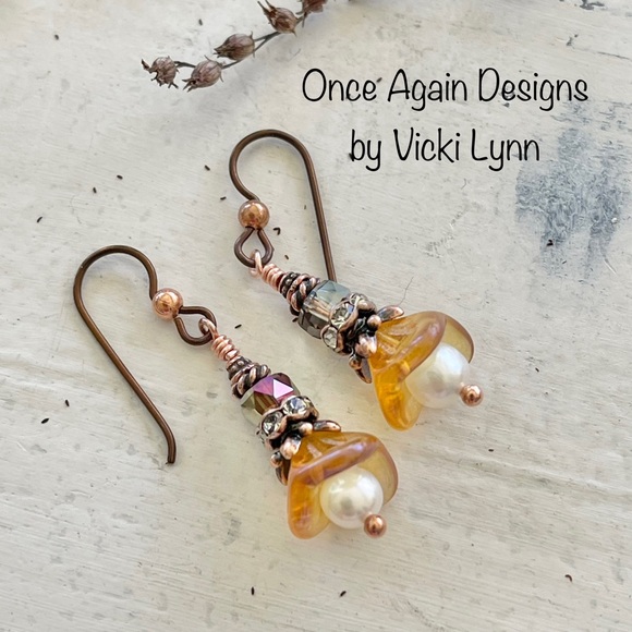 ARTISAN Earrings - “Amber Waves” Dangles - Picture 3 of 8